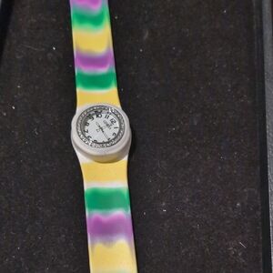 Geneva silicone slap bracelet watch, characterized by its flexible band and rhin
